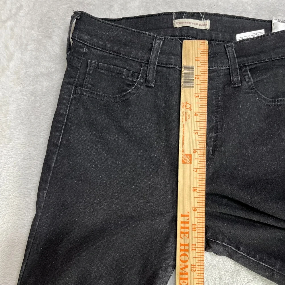 Levi's 720 High Rise Super Skinny Jeans Women's Black‎ Denim Stretch - 27X28.5